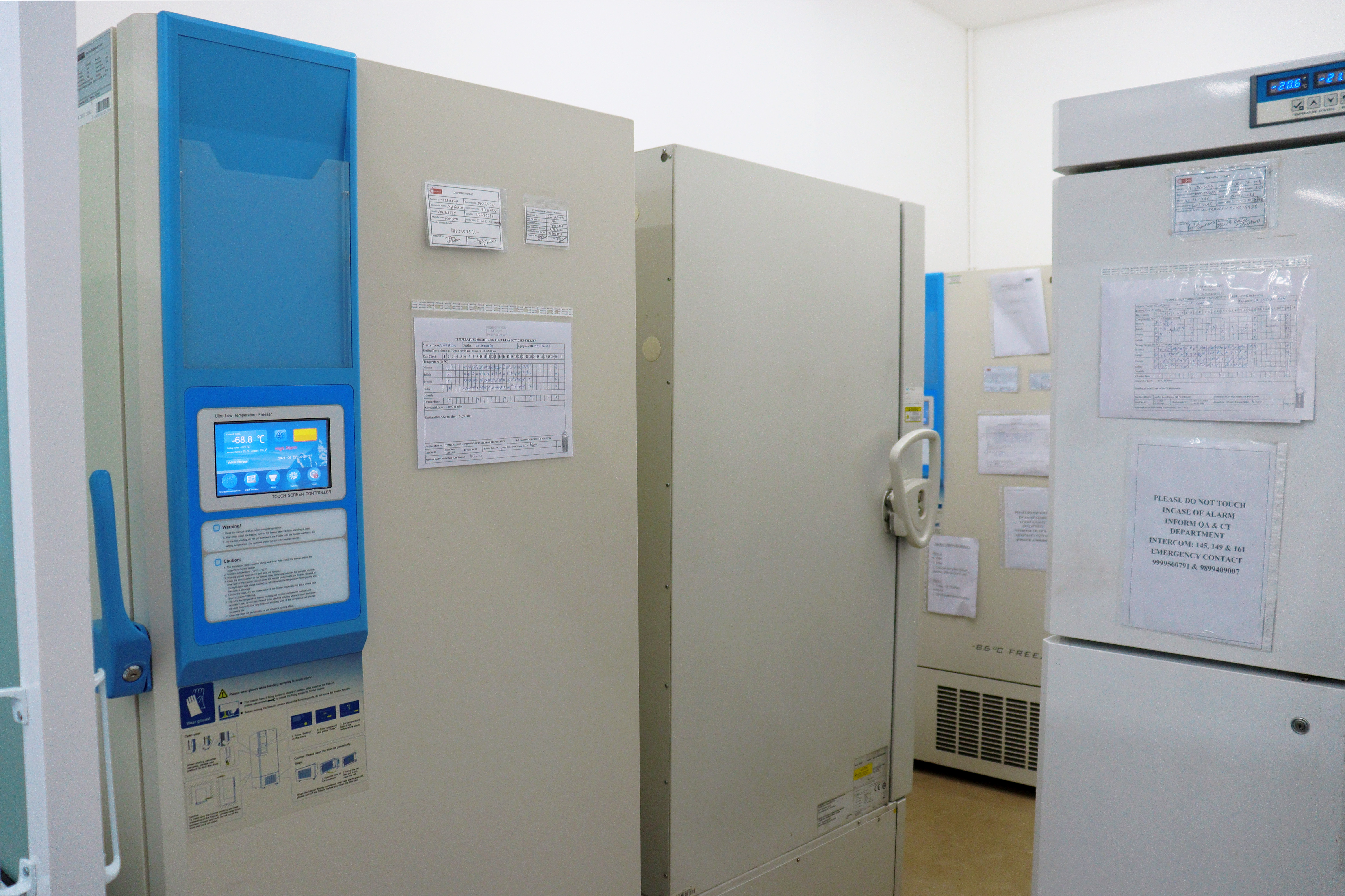Dr. Dangs Lab Central Lab biorepository with temperature-controlled freezers for biological sample storage